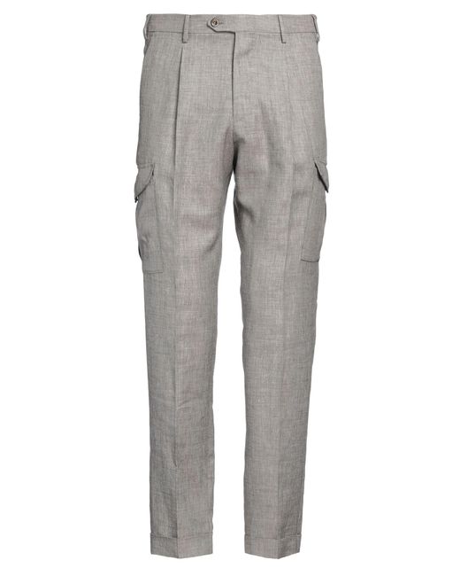 PT Torino Gray Khaki Pants Virgin Wool, Linen for men