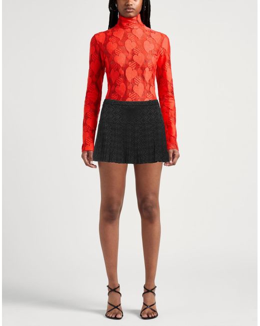 MARINE SERRE Black Mini Skirt Viscose, Wool, Elastane