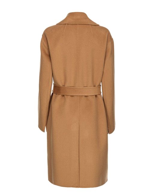 Elegante cappotto in lana camel moccaccino di Pinko in Brown