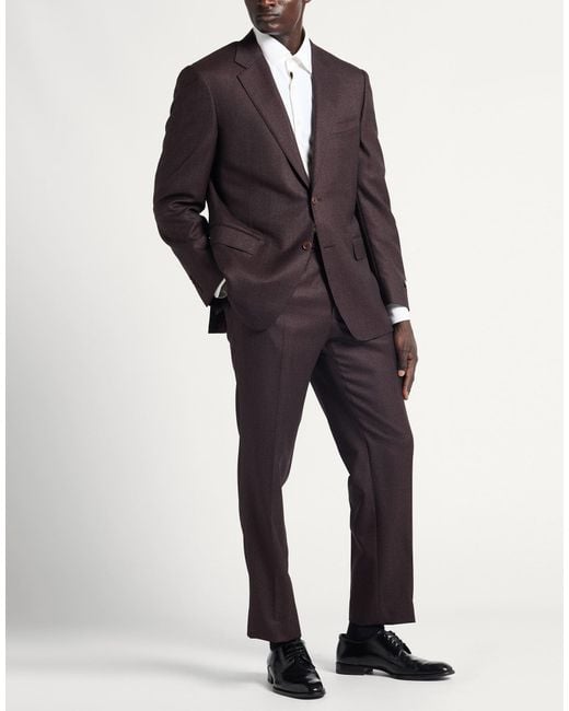 Canali Brown Suit Wool for men