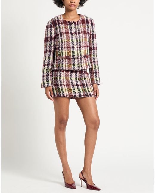 Shirtaporter White Burgundy Co-Ord Cotton, Polyester, Wool, Viscose, Acrylic