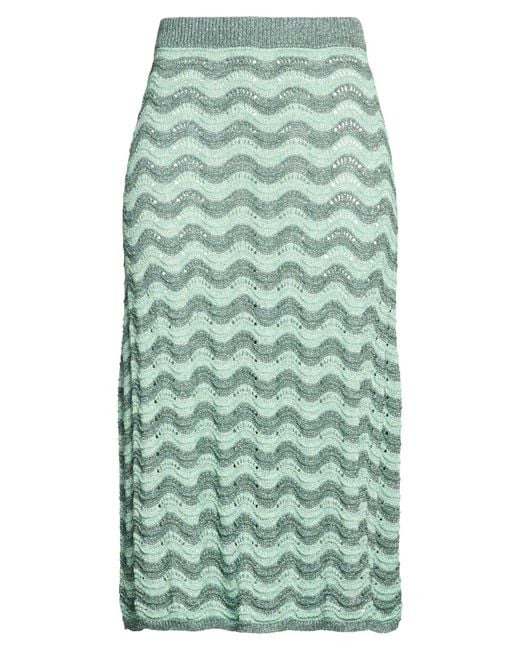 COLOUR MARKET® Green Midi Skirt Viscose, Metal Fiber