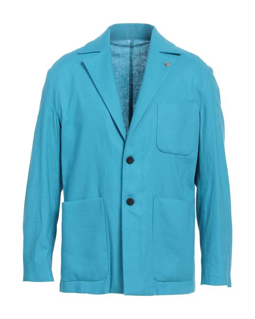Barbati Blue Blazer Linen, Viscose for men