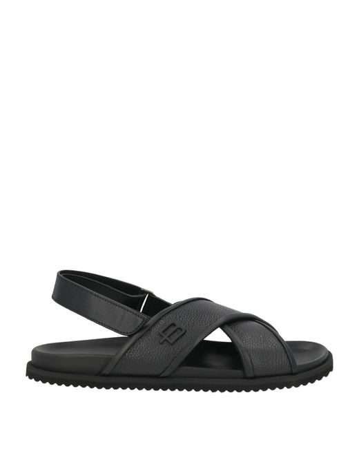 Baldinini Black Sandals Leather, Calfskin for men