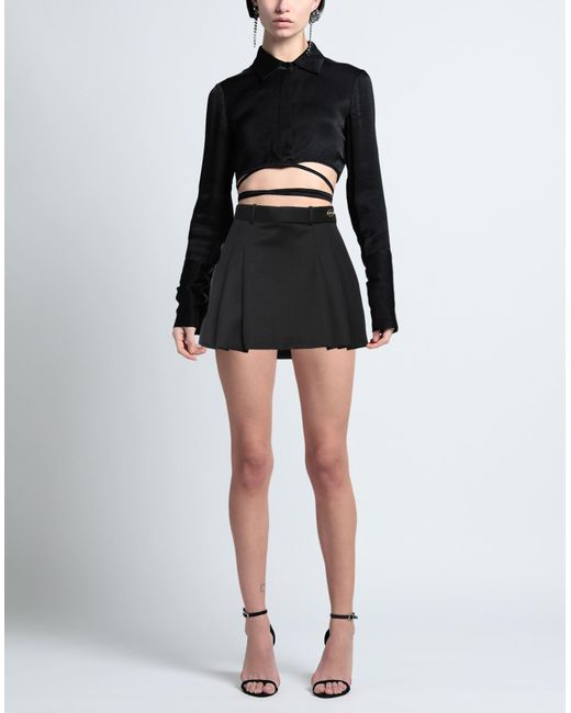 Versace Black Pleated Wool Mini Skirt