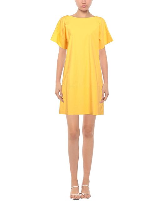 Les Copains Yellow Mini Dress Cotton, Elastane
