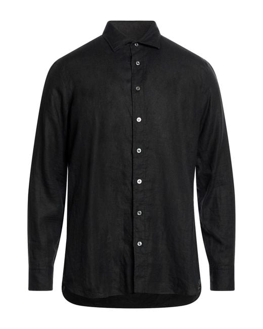 Lardini Black Shirt Linen for men