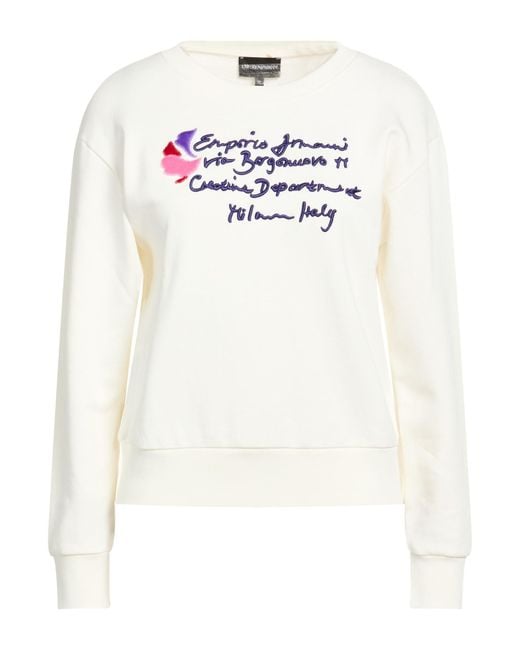 Emporio Armani White Cream Sweatshirt Cotton, Elastane