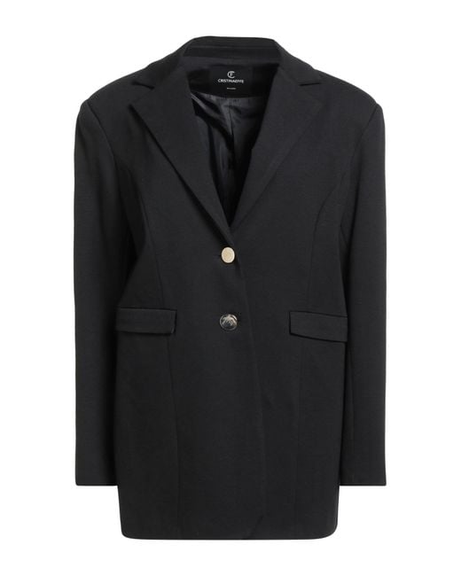 Cristinaeffe Black Blazer Viscose, Nylon, Elastane, Polyester