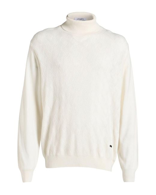 Emanuel Ungaro White Cream Turtleneck Merino Wool, Nylon, Viscose, Cashmere for men