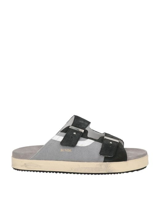 HIDNANDER White Sandals Leather, Textile Fibers for men