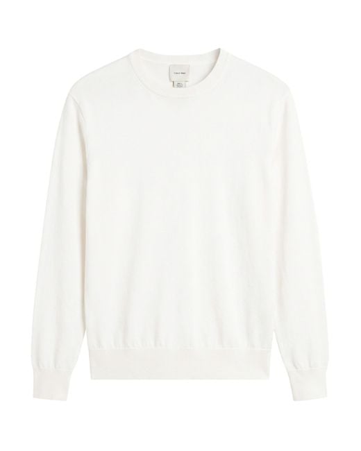 Calvin Klein White Cream Sweater Cotton for men