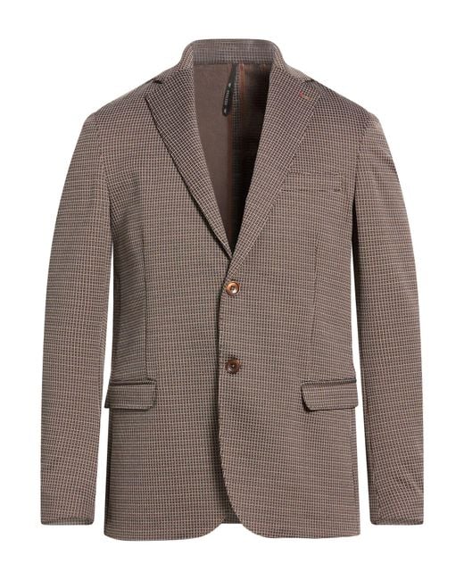 MULISH Brown Blazer Polyester, Nylon, Elastane for men
