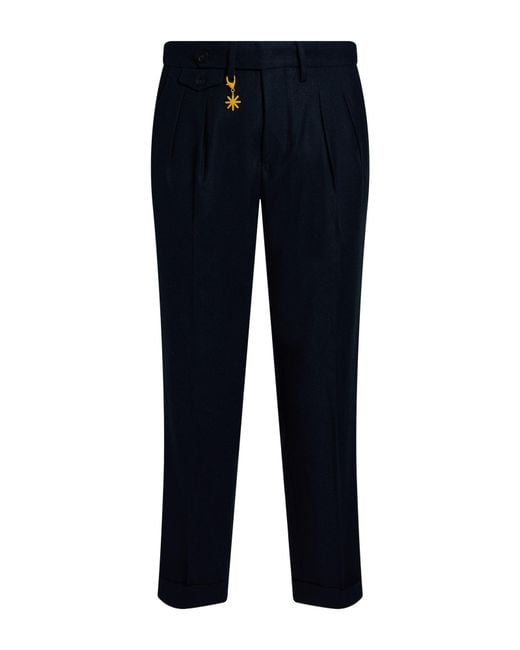 Manuel Ritz Blue Midnight Pants Virgin Wool, Viscose, Polyester, Elastane for men