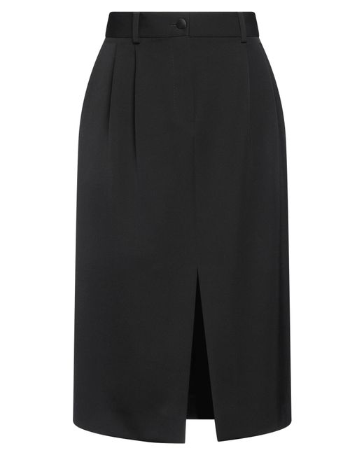 Dolce & Gabbana Black Midi Skirt Virgin Wool, Silk, Polyester