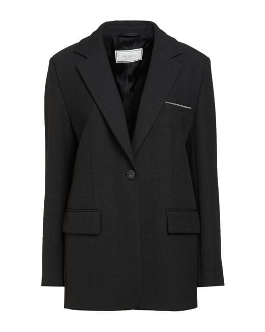 Peserico Black Blazer Polyester, Viscose, Cotton, Elastane