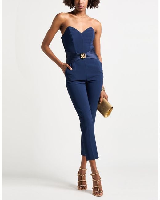 Elisabetta Franchi Blue Jumpsuit Polyester, Elastane