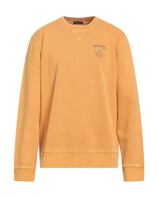Aeronautica Militare Orange Sweatshirt Cotton for men