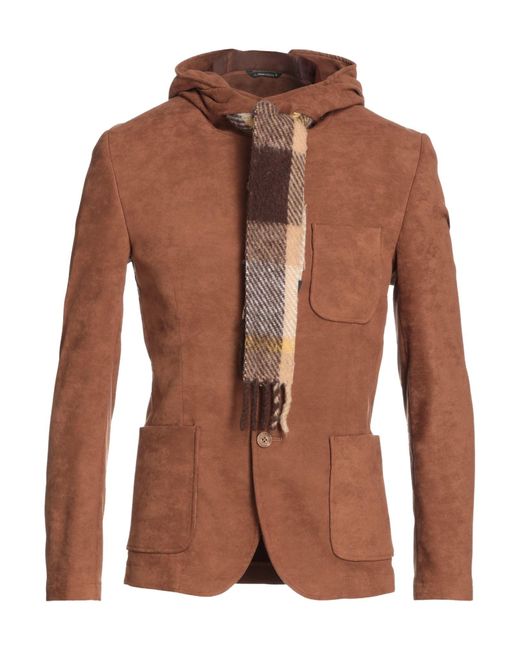 Daniele Alessandrini Brown Blazer Polyester, Elastane for men