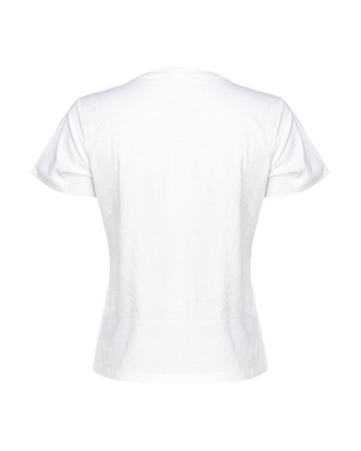 T-shirt "quentin" bianca in jersey di cotone di Pinko in White