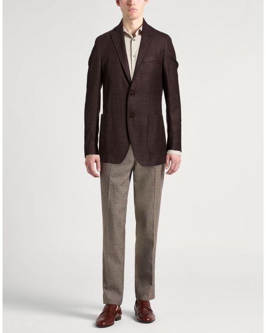 Tombolini Brown Blazer Wool, Silk, Linen for men