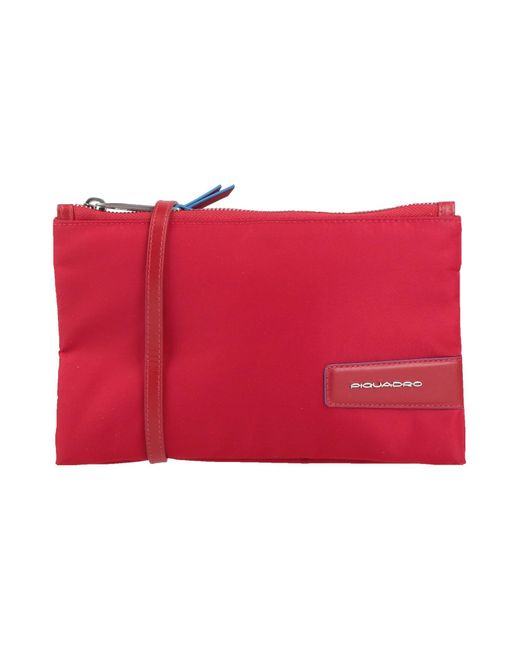 Piquadro Red Cross-Body Bag Textile Fibers, Leather