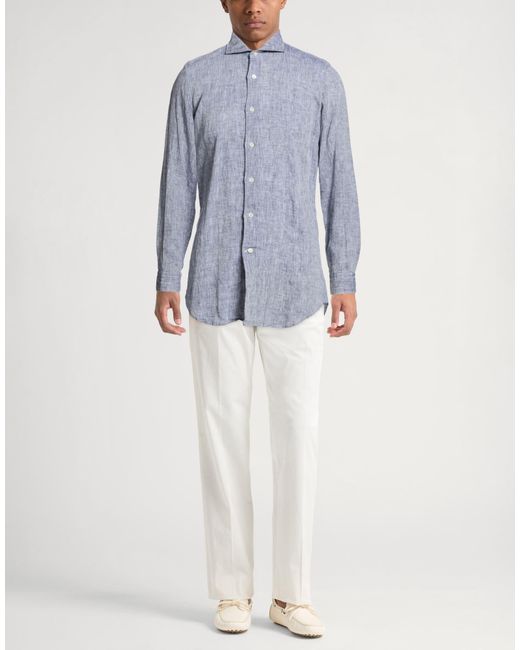 Siviglia Blue Slate Shirt Linen for men