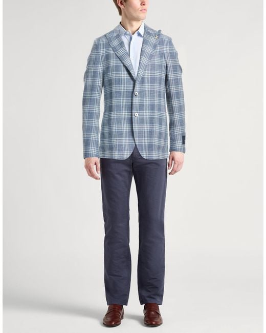 Tombolini Blue Blazer Virgin Wool, Cotton, Linen for men