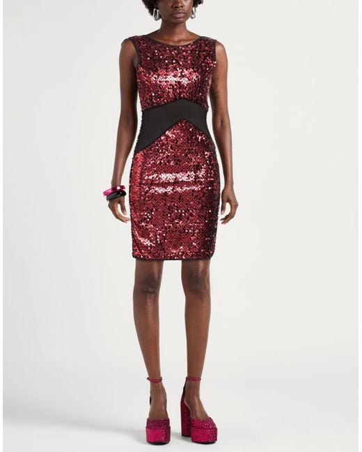 GAUDI Red Burgundy Mini Dress Polyester, Elastane, Polyamide