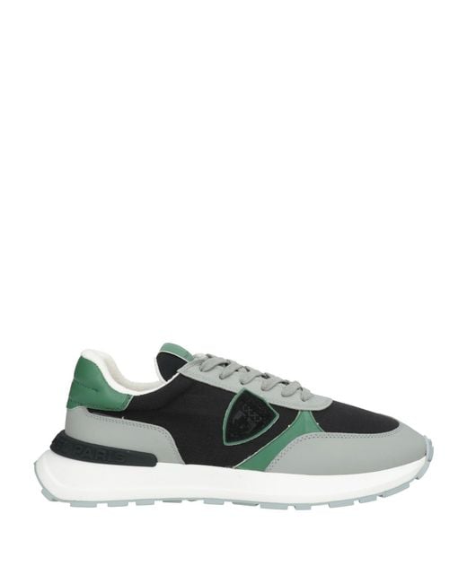 Philippe Model Green Sneakers Leather, Textile Fibers for men
