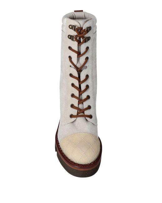 Fabi Natural Ivory Ankle Boots Leather