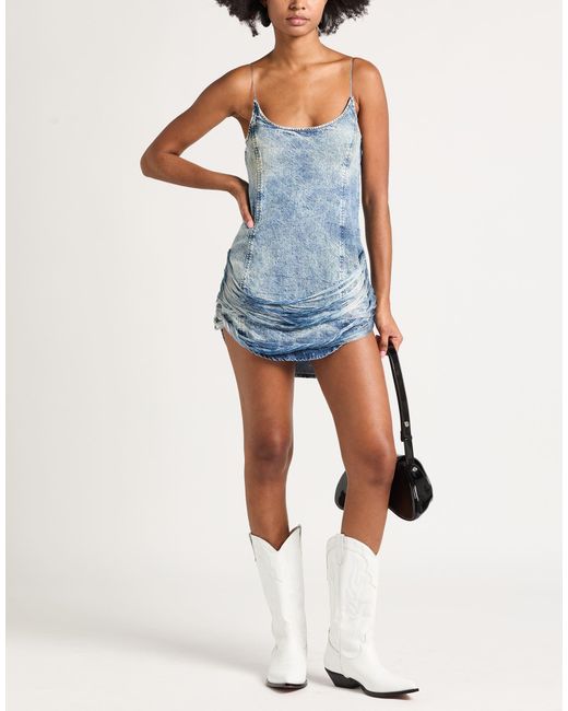 DIESEL Blue Mini Dress Lyocell