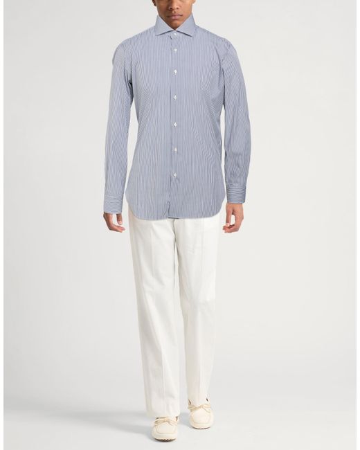 Barba Napoli Blue Shirt Cotton, Polyolefin, Elastane for men