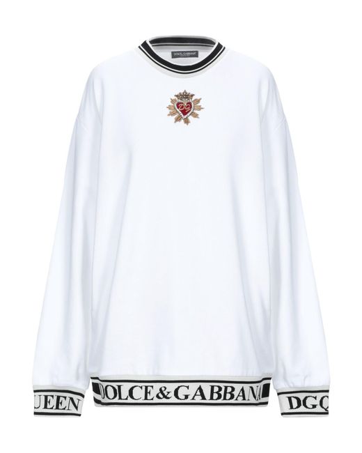 Dolce & Gabbana White Sweatshirt Cotton, Brass, Silk, Glass, Polyester