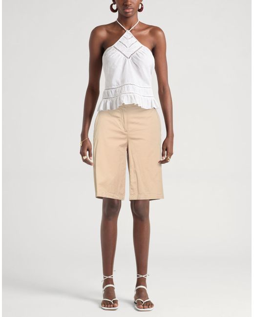 Marc Cain Natural Sand Shorts & Bermuda Shorts Cotton, Viscose, Elastane