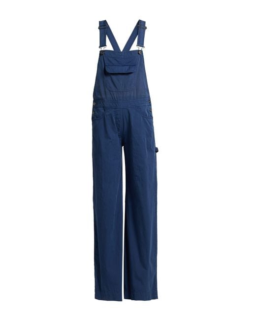 Semicouture Blue Overalls Cotton, Elastane