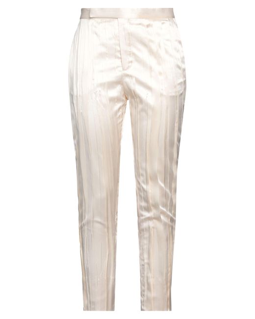 Saint Laurent Natural Ivory Pants Silk, Polyester