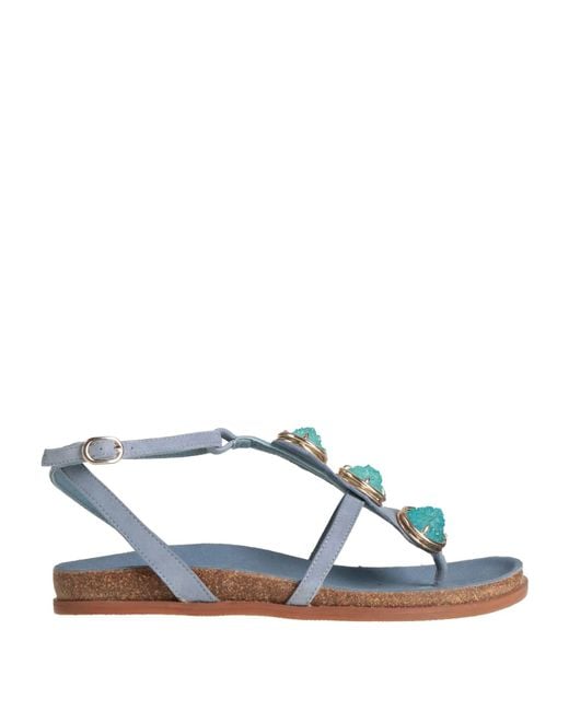 Emanuélle Vee Blue Azure Thong Sandal Leather