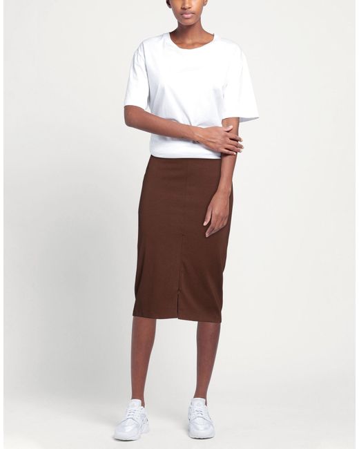Pinko Brown Chocolate Midi Skirt Viscose, Nylon, Elastane