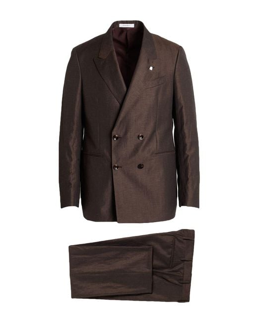 Sartoria Latorre Brown Suit Virgin Wool, Linen for men