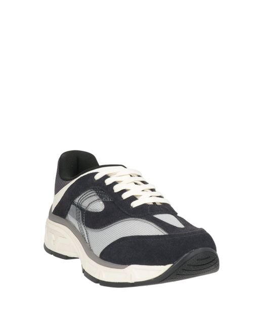 Emporio Armani Blue Midnight Sneakers Polyester, Cow Leather for men