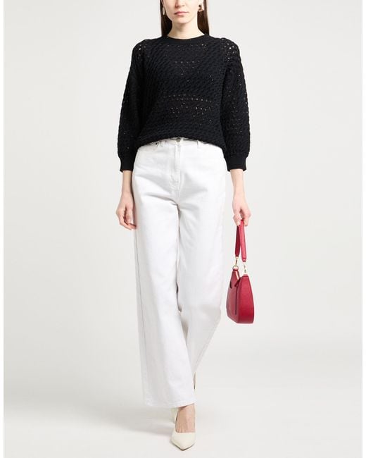 Peserico Black Sweater Cotton, Polyester