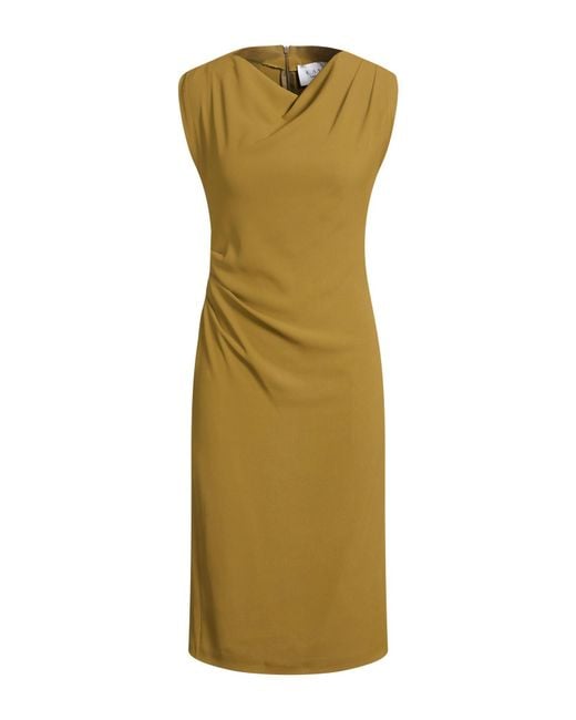 Kaos Green Khaki Midi Dress Polyester, Elastane
