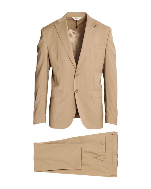 Paoloni Natural Camel Suit Wool, Elastane for men