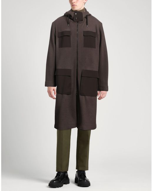 Herno Brown Coat Virgin Wool, Polyamide, Elastane for men