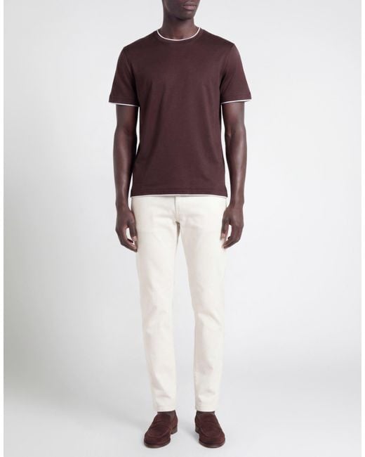 Eleventy Brown Platinum Burgundy T-Shirt Cotton for men