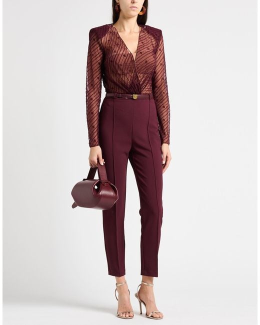 Elisabetta Franchi Red Burgundy Jumpsuit Polyamide, Elastane, Polyester