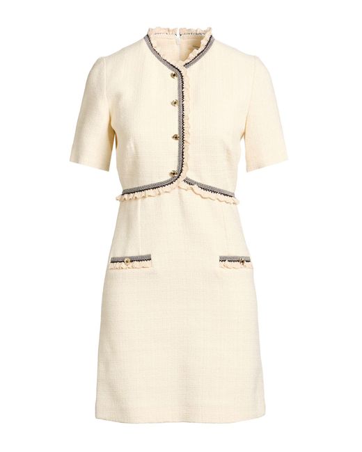 Sandro Natural Ivory Mini Dress Cotton, Viscose, Acrylic, Polyamide, Polyester