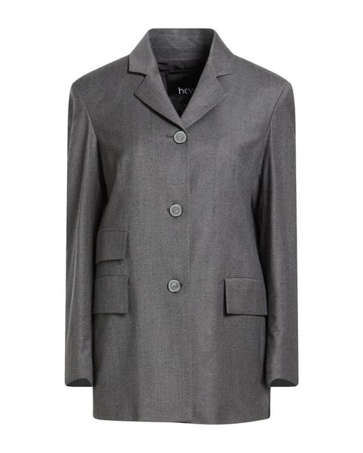 Hevò Gray Blazer Virgin Wool, Viscose, Polyester, Elastane