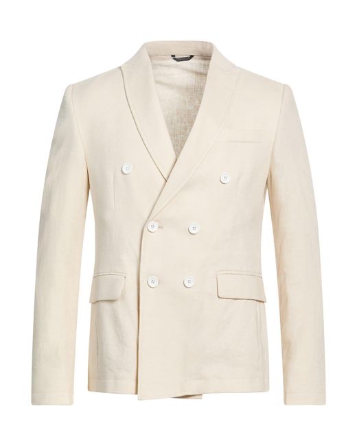 Daniele Alessandrini White Ivory Blazer Linen, Viscose for men